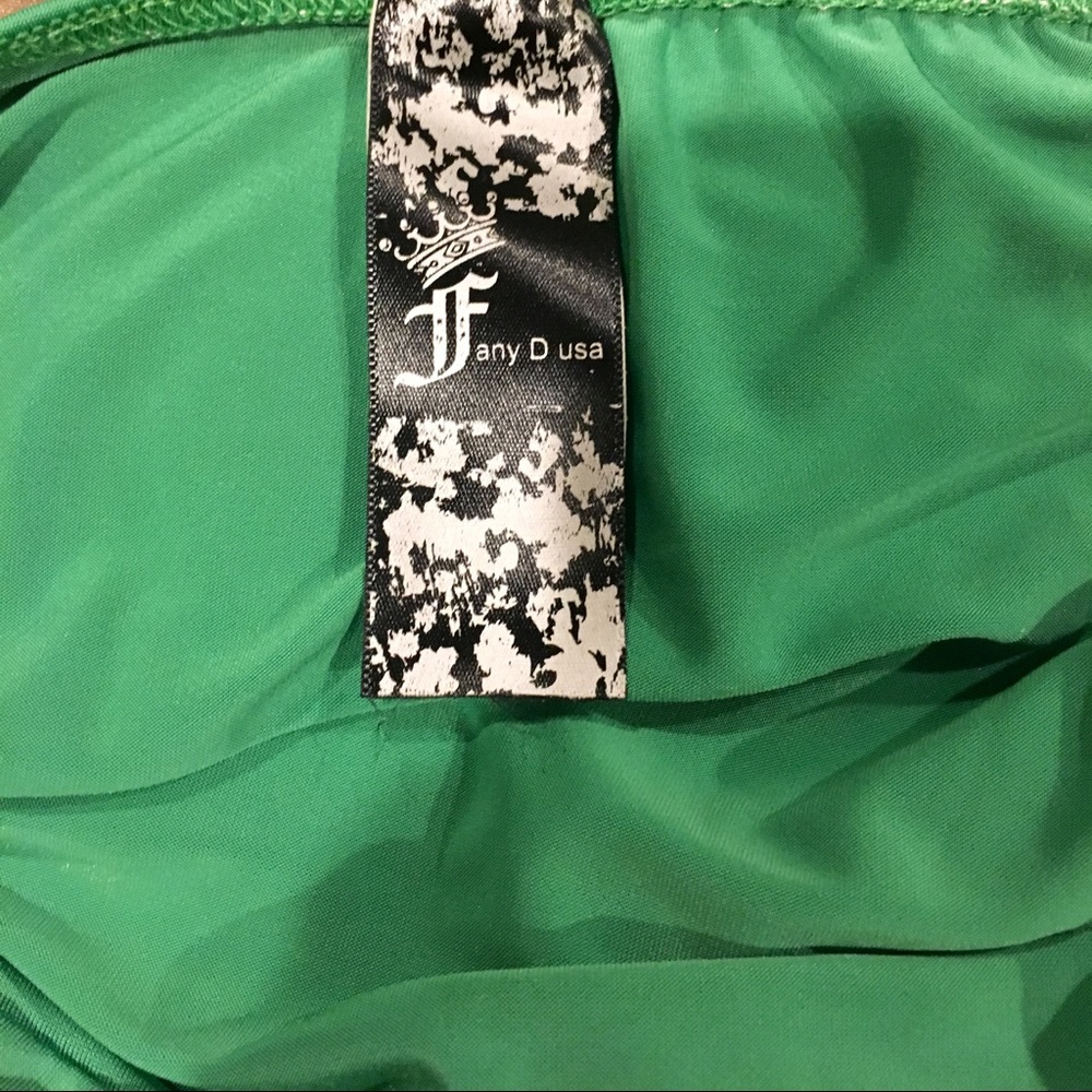 Green Asymmetrical Ruffle Women's Dress - Picture 6 of 7